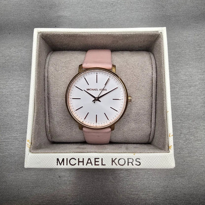 Michael Kors Pyper Watch Women 38mm White Dial Rose Gold Round MK2741 New Batt0