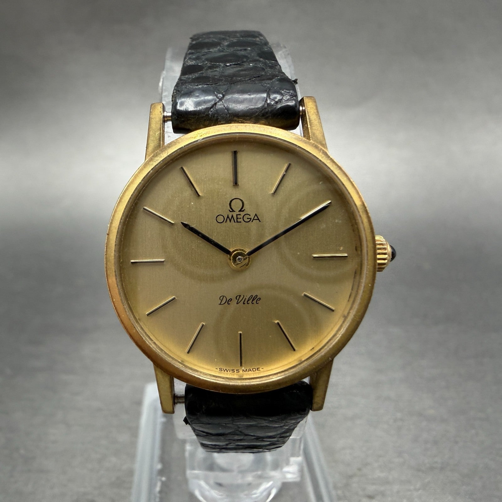 Omega De Ville Watch Women 24mm Gold Dial Gold Tone Round Manual Wind Runs VTG0