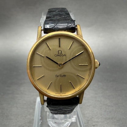 Omega De Ville Watch Women 24mm Gold Dial Gold Tone Round Manual Wind Runs VTG0