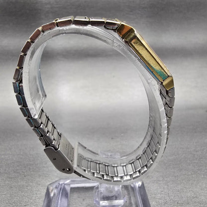 Seiko Watch Women 18mm Gold Dial Gold Tone Rectangle 2C20-6480 New Battery VTG8