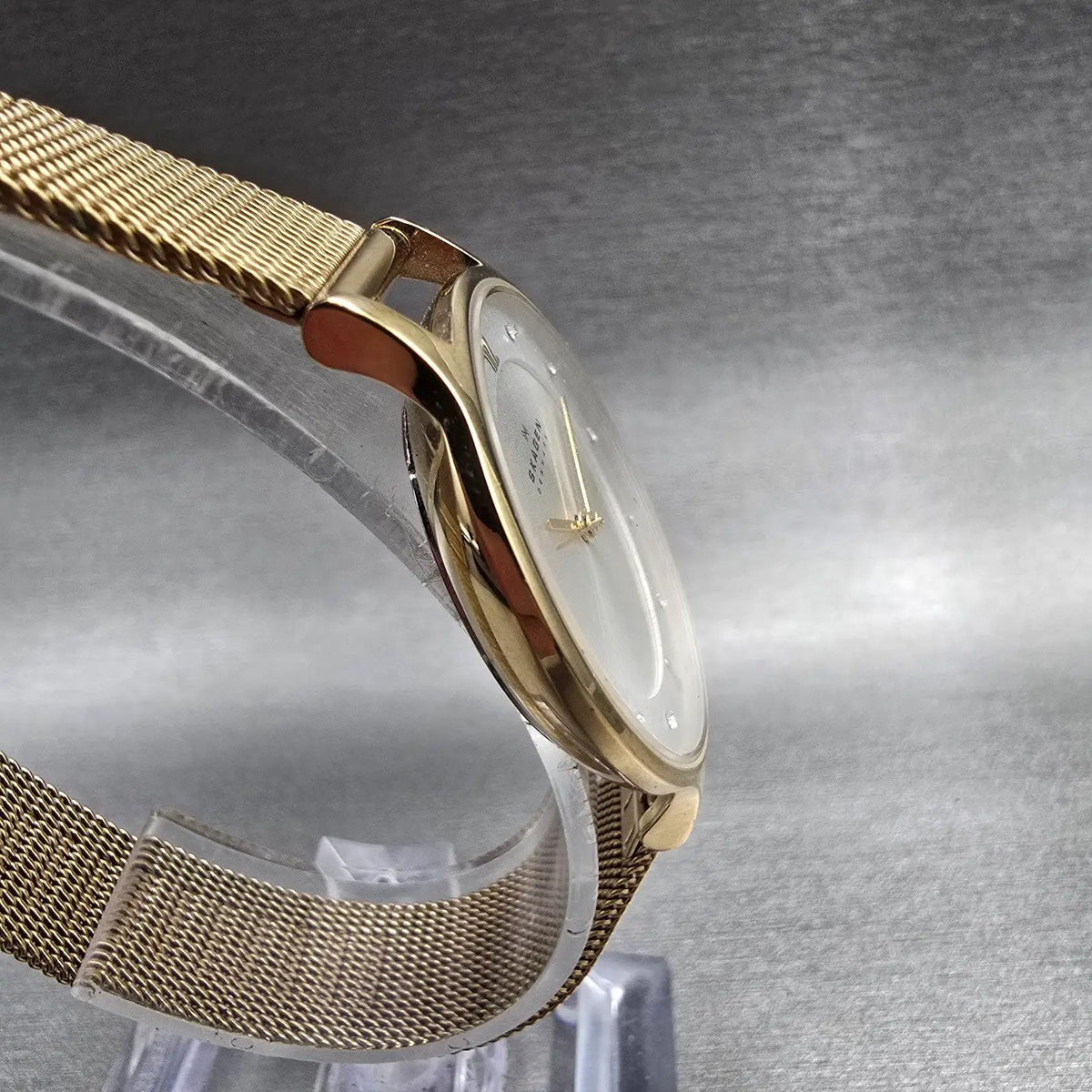 Skagen Anita Watch Women 30mm Silver Dial Gold Tone Round SKW2150 New Battery3