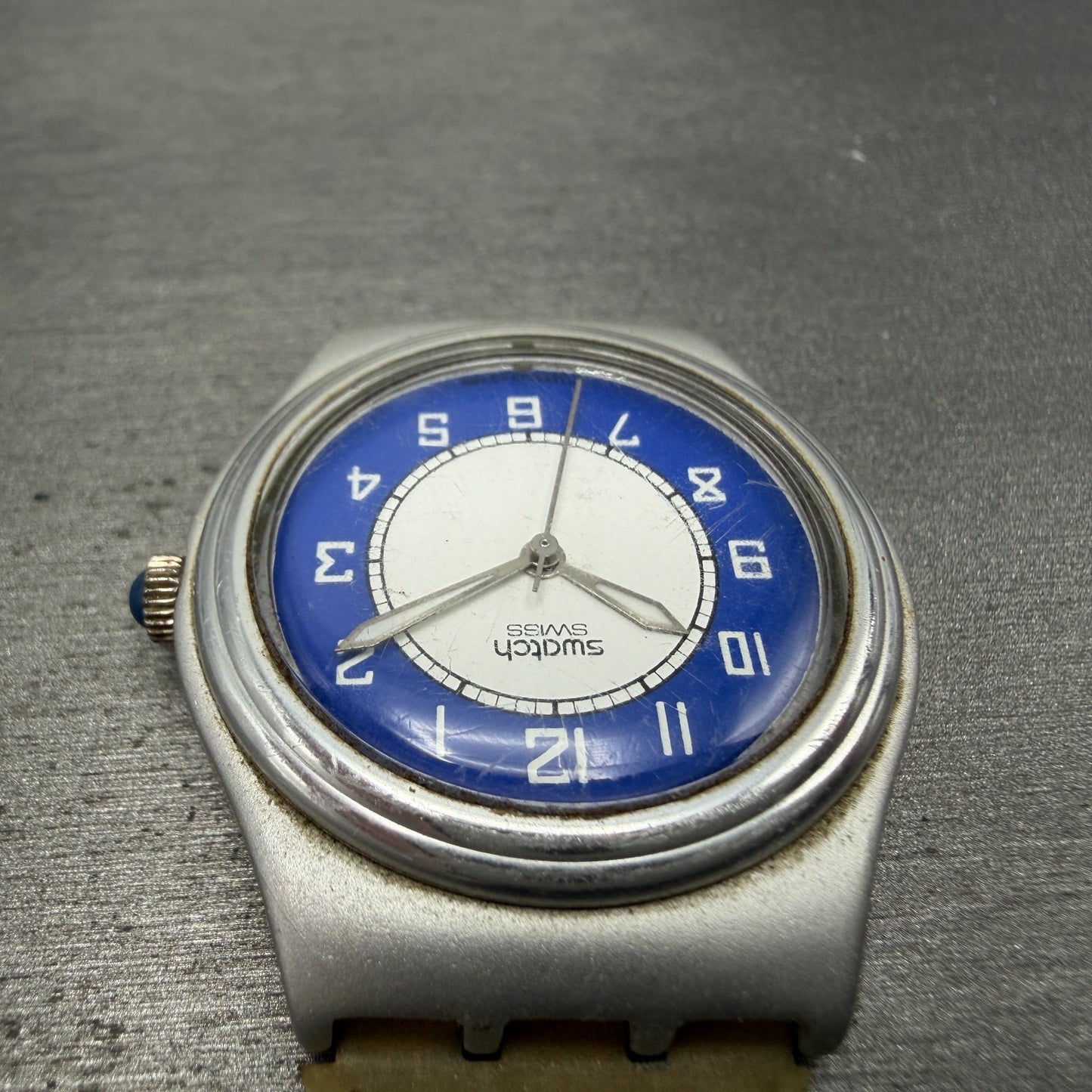 Swatch Medium La Piazza Watch Women 33mm Blue Dial Silver Tone YLS1001 New Batt4