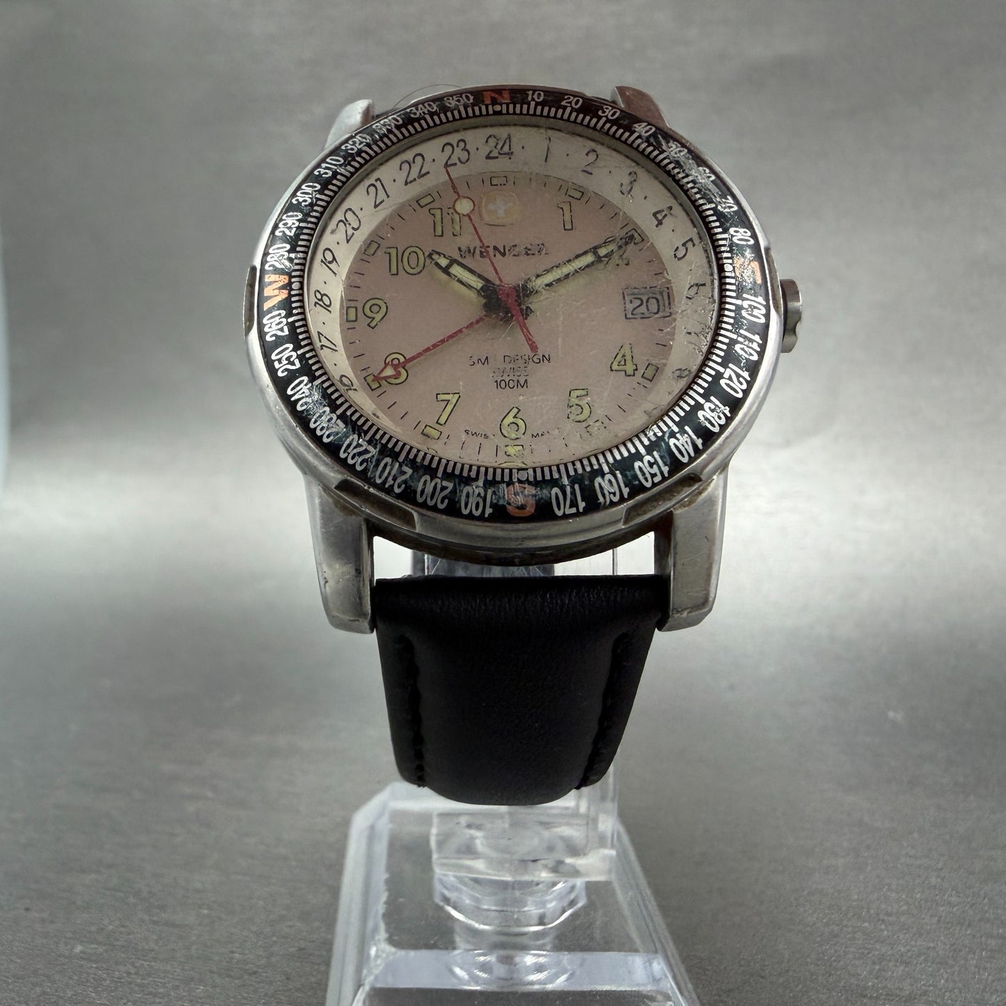 Wenger GMT Watch Men 39mm Silver Dial Steel Date Round SMT 097.0926 New batt5