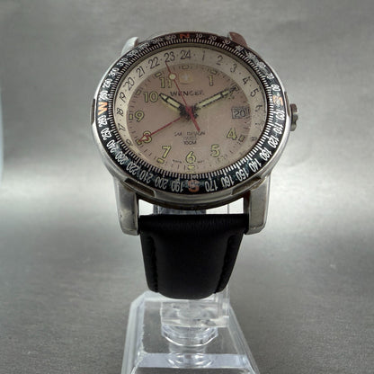 Wenger GMT Watch Men 39mm Silver Dial Steel Date Round SMT 097.0926 New batt5