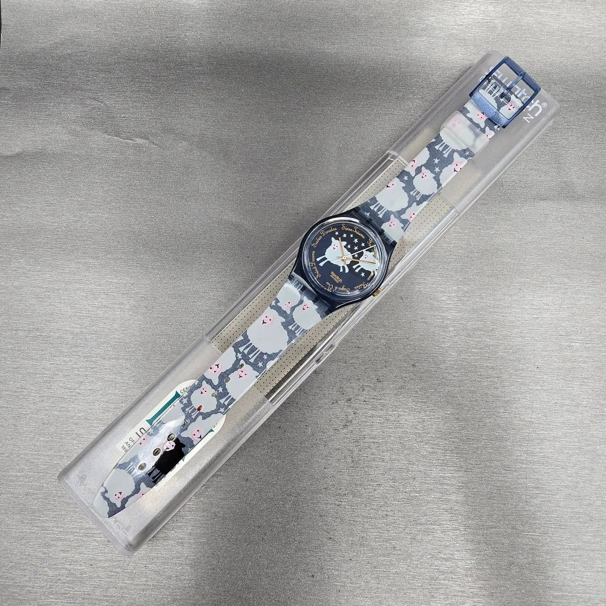 Swatch Black Sheep Watch Men 34mm Blue Dial Blue Case GN150 New Battery NOS15