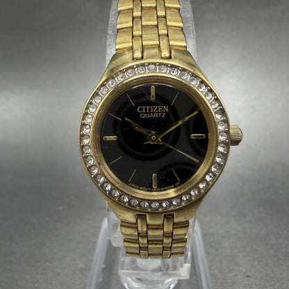 Citizen Watch Women 21mm Black Dial Gold Tone Round 5930-S067162 New Battery0