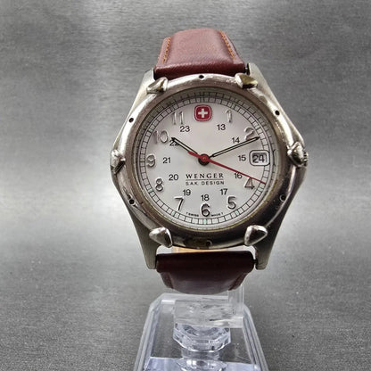 Wenger SAK Designs Watch Men 36mm White Dial Silver Tone Date Round PARTS6