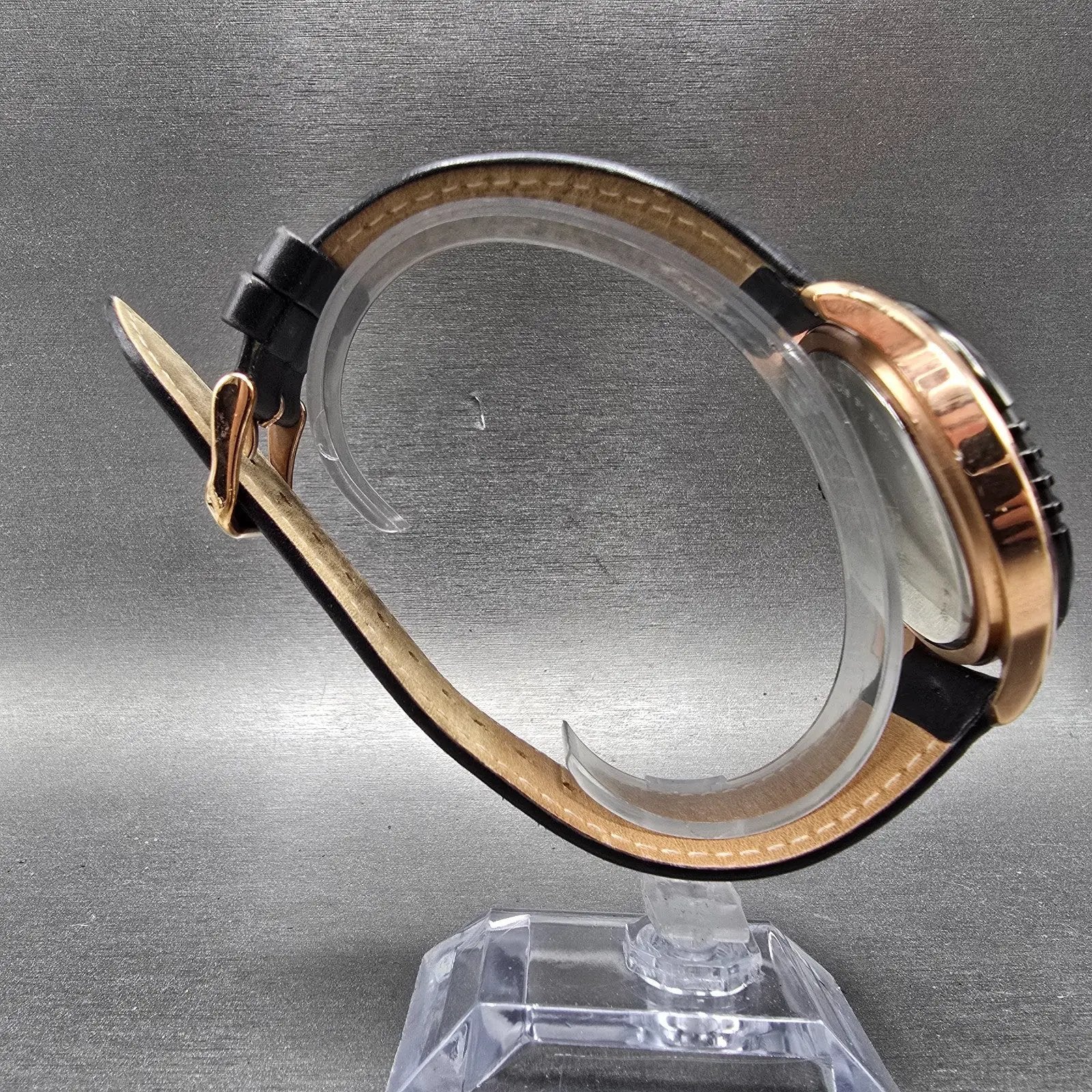 Bulova Harley Davidson Watch Men 43mm Black Dial Rose Gold Tone Date 78B115 Runs8