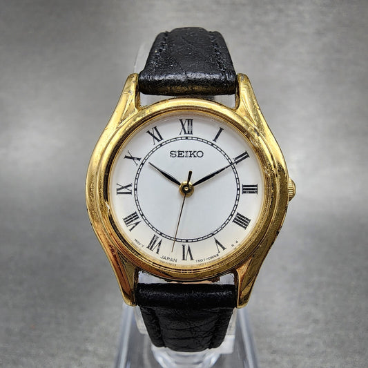 Seiko Watch Women 24mm White Dial Gold Tone Round 1N01-0K00 New Battery