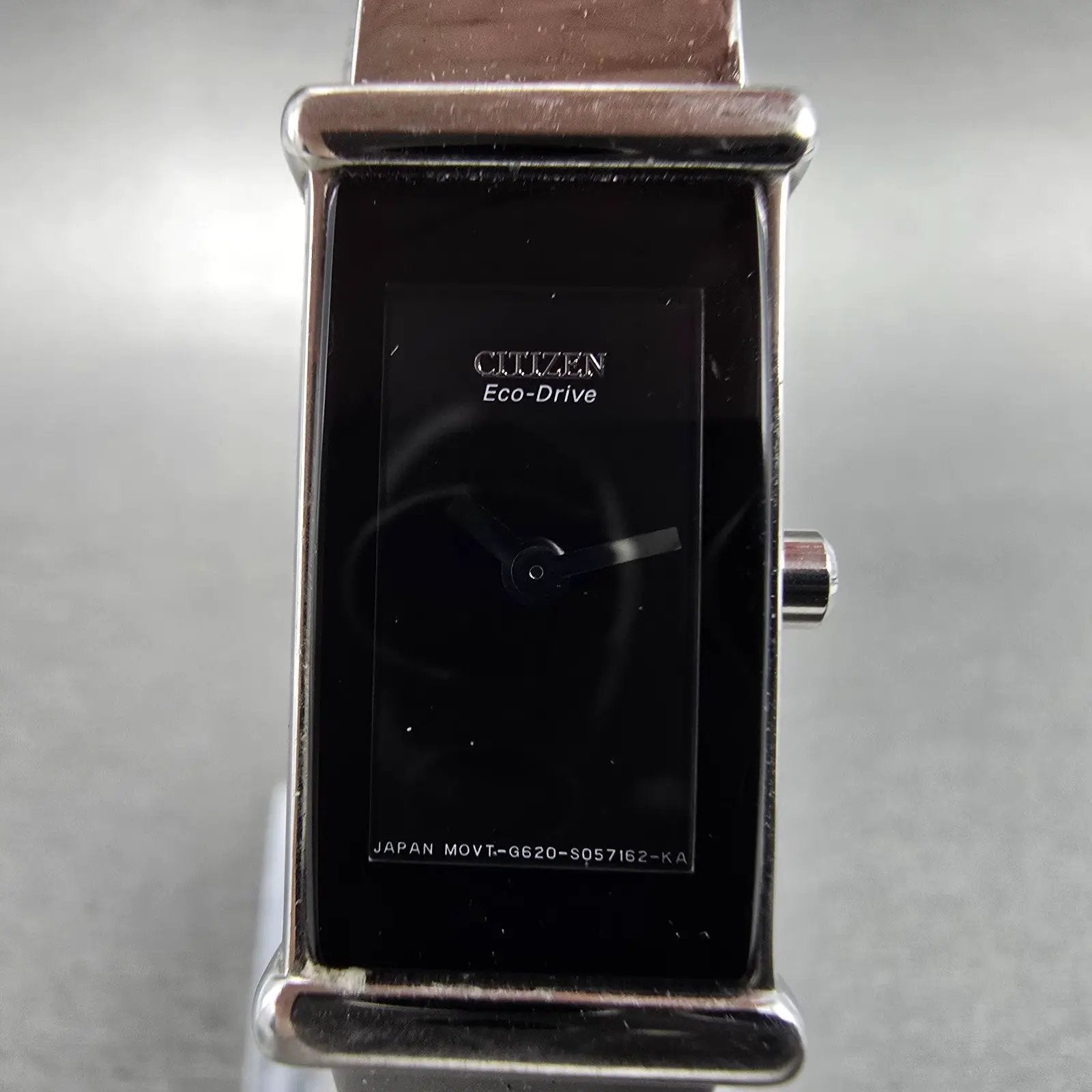 Citizen Eco-Drive Tank Watch Women 14mm Black Dial Silver Tone G620-S033730 Runs1