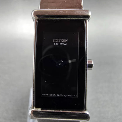 Citizen Eco-Drive Tank Watch Women 14mm Black Dial Silver Tone G620-S033730 Runs1