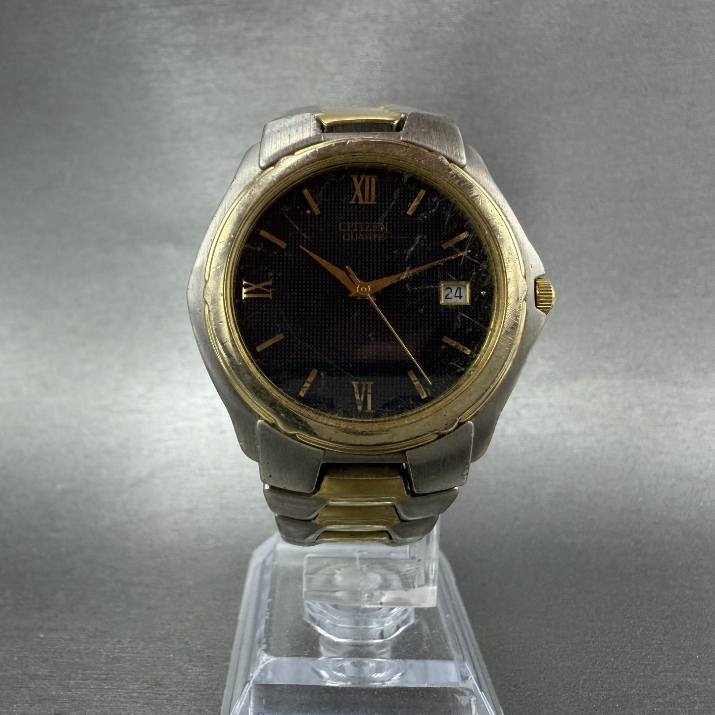 Citizen Watch Men 36mm Black Dial Two Tone Date 2510S76175 New Battery5