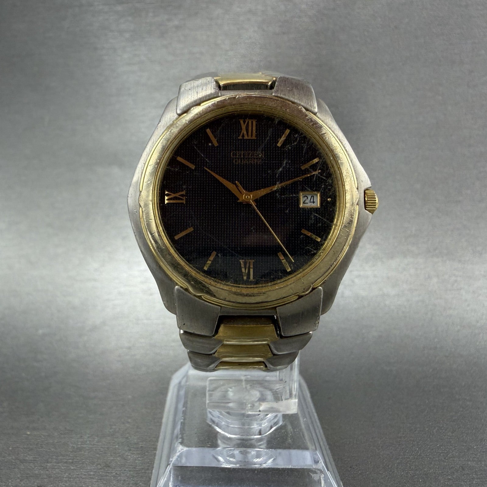Citizen Watch Men 36mm Black Dial Two Tone Date 2510S76175 New Battery5