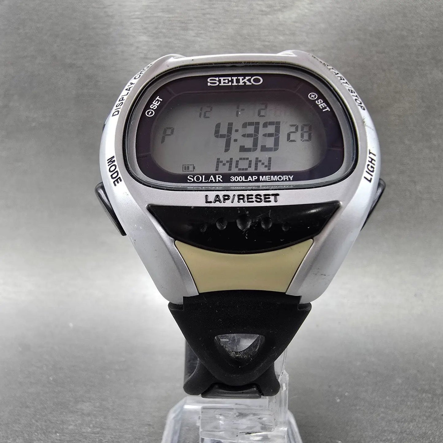 Seiko Super runner Watch Men 43mm Silver Alarm Chronograph S680-00A0 Works5