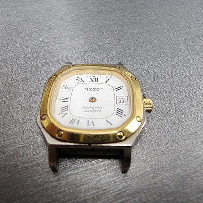 Tissot Seastar Watch Women 24mm White Dial Two Tone Date Octagon  PARTS3
