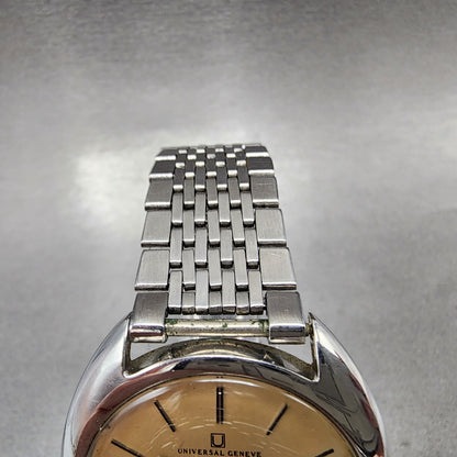 Universal Geneve White Shadow Automatic Watch Men 35mm Champagne Dial Steel Runs