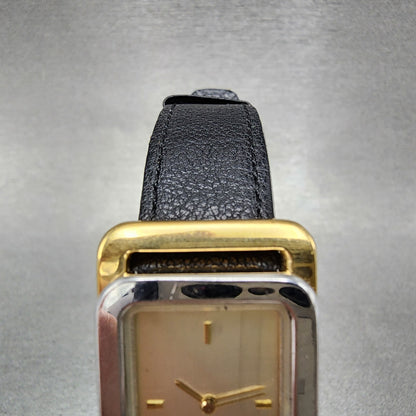 Nina Ricci Tank Watch Women 21mm Champagne Dial Two Tone Rectangle New Battery
