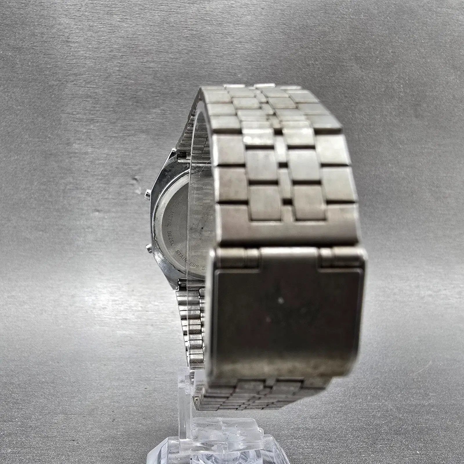 Seiko Alba Watch Men 34mm Silver Digital Alarm Chronograph Y789-5500 PARTS VTG8