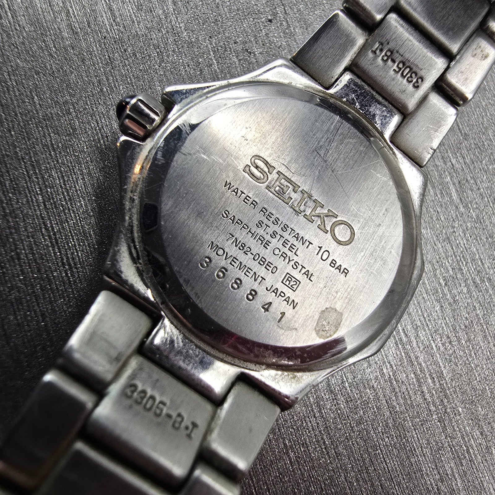 Seiko Watch Women 26mm Blue Dial Silver Tone Date Round 7N82-0BE0 New Battery9