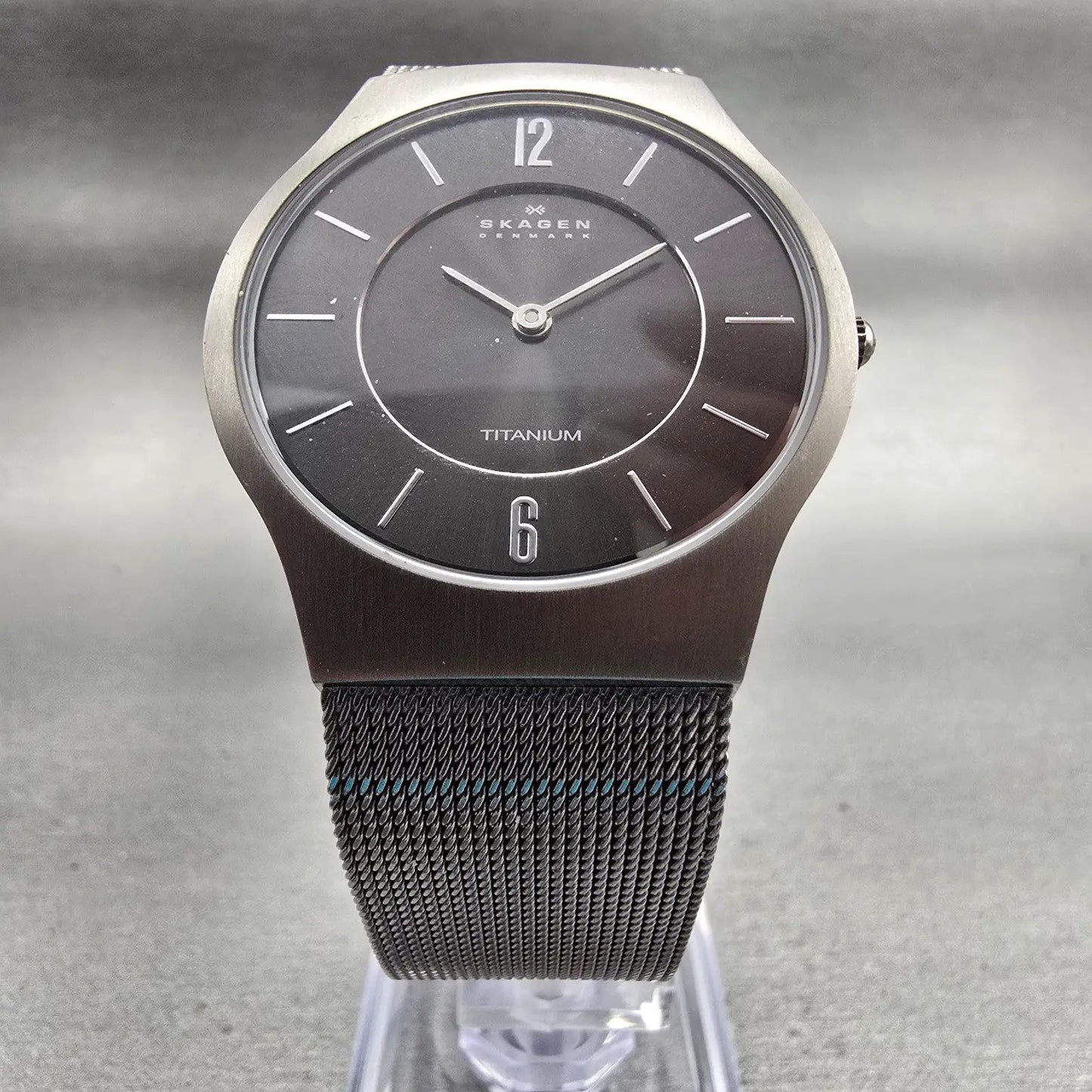 Skagen Grenen Watch Men 35mm Gray Dial Titanium Round 233LTTM New Battery Mesh G5