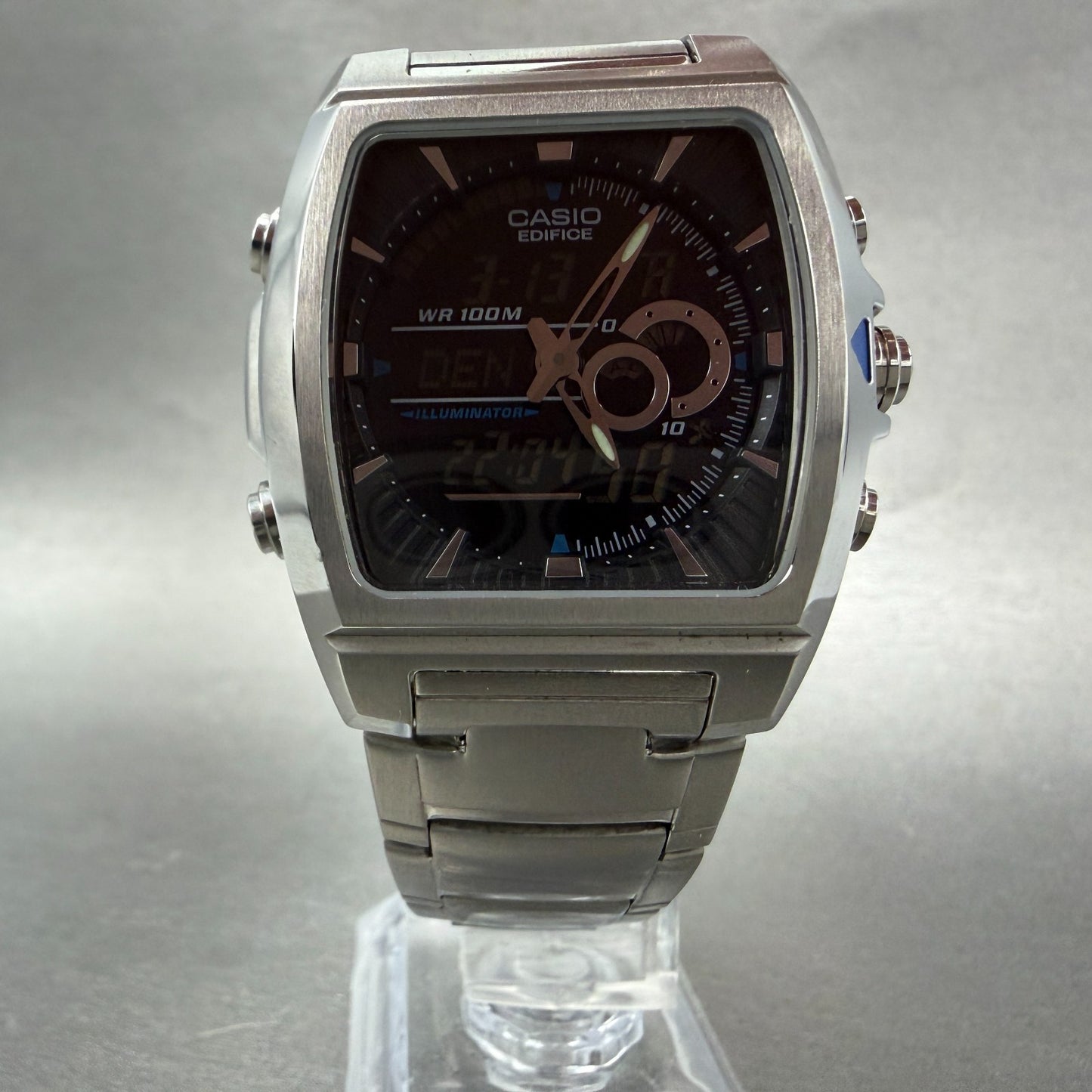 Casio Edifice EFA-120 Watch Men 38mm Analog Digital Steel Rectangle New Battery5