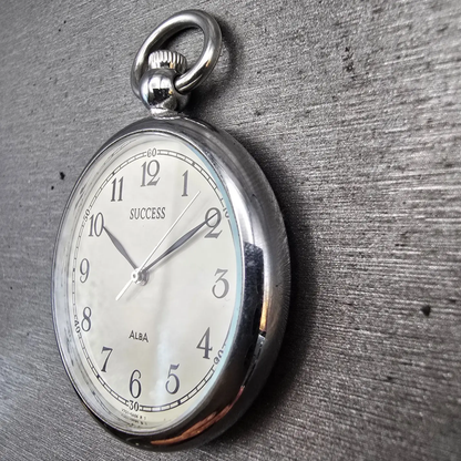 Seiko Alba Success Pocket Watch Men 36mm White Dial Silver Tone V701-0A30 NewBat3