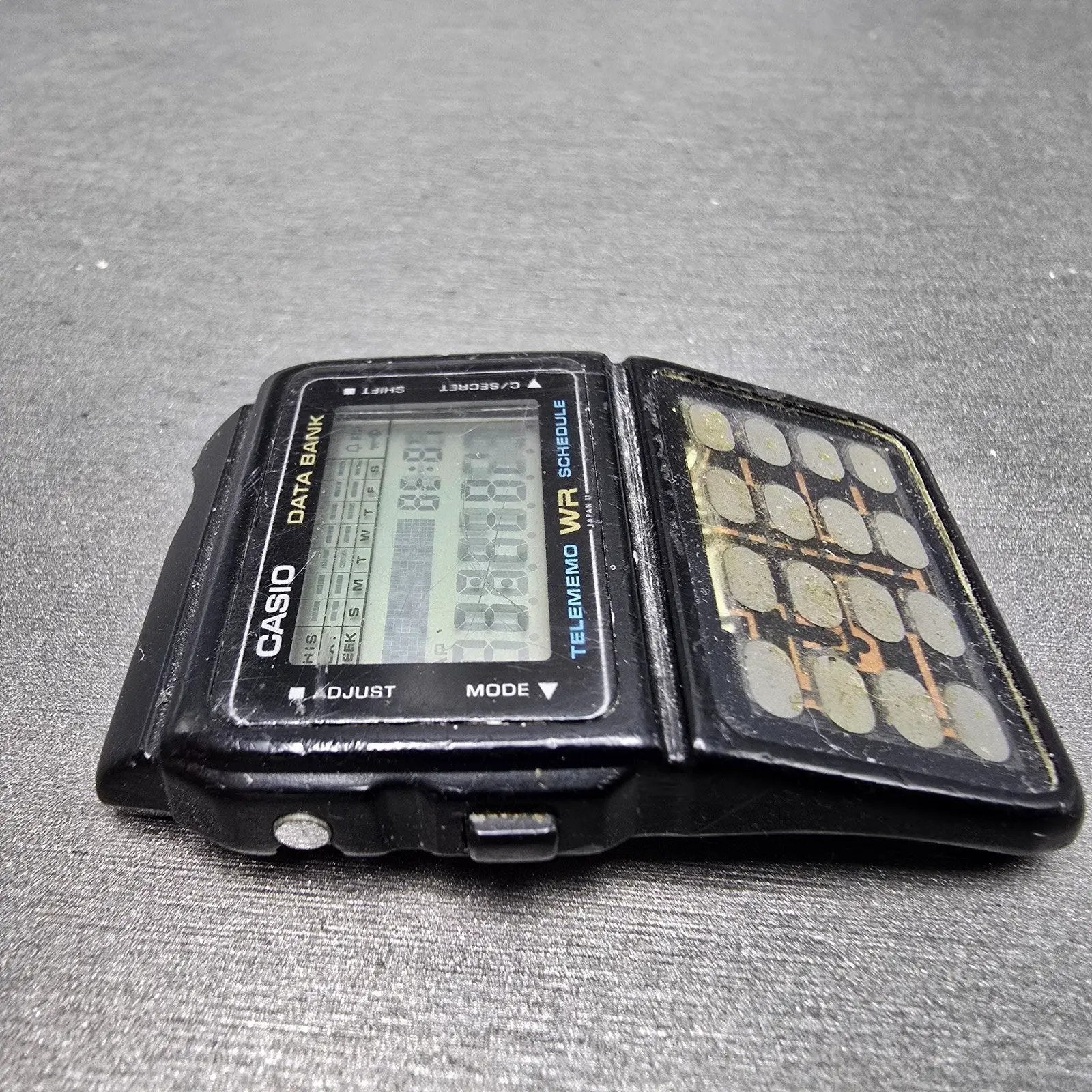 Casio DBC-61 Calculator Watch Men 33mm Digital Black Data Bank VTG PARTS4