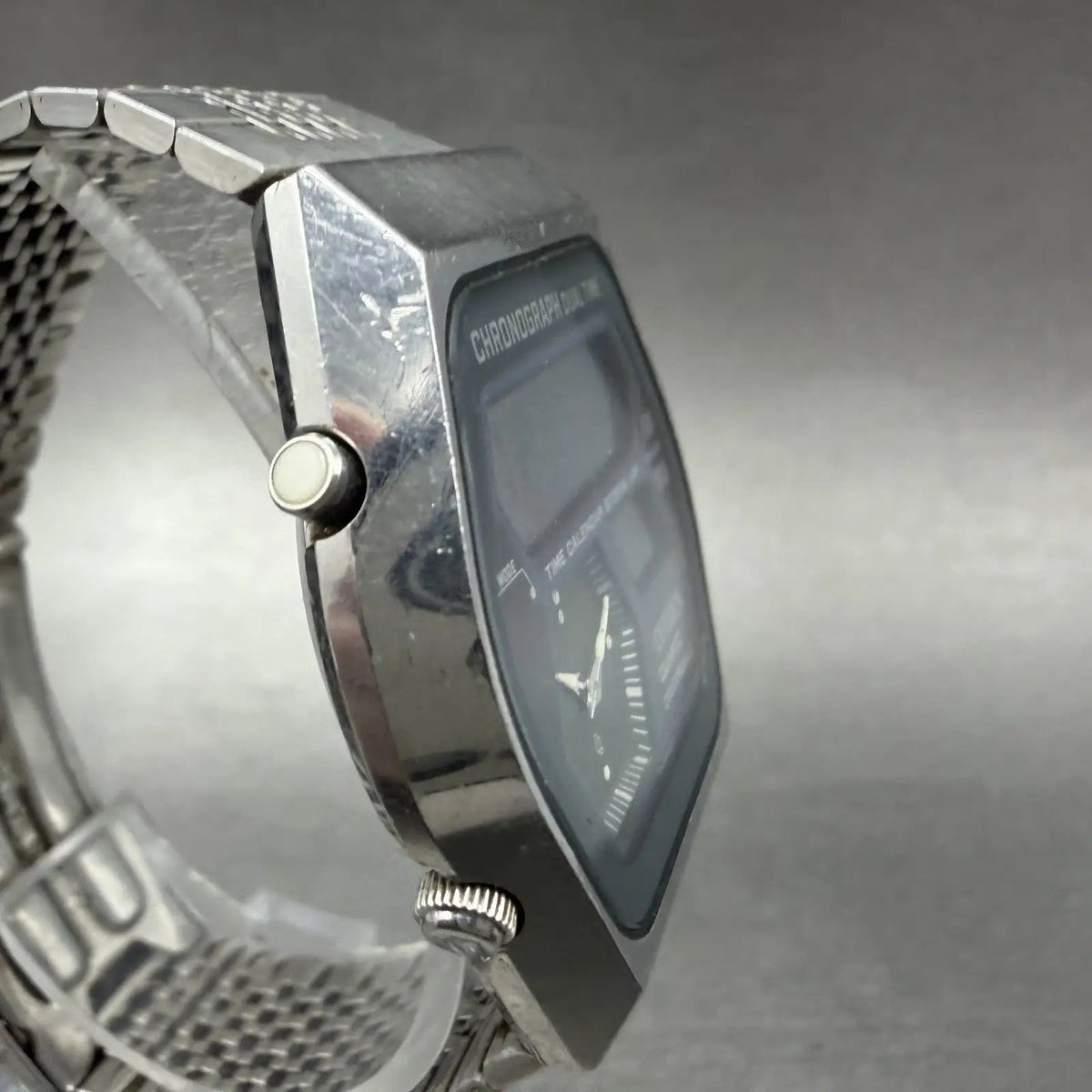 Citizen Analog Digital Watch Men 35mm Black Dial Silver Tone Dual Time New Batt3