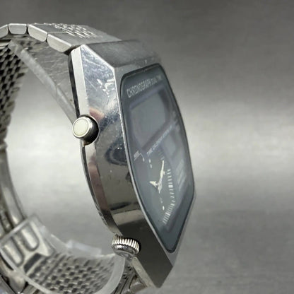 Citizen Analog Digital Watch Men 35mm Black Dial Silver Tone Dual Time New Batt3