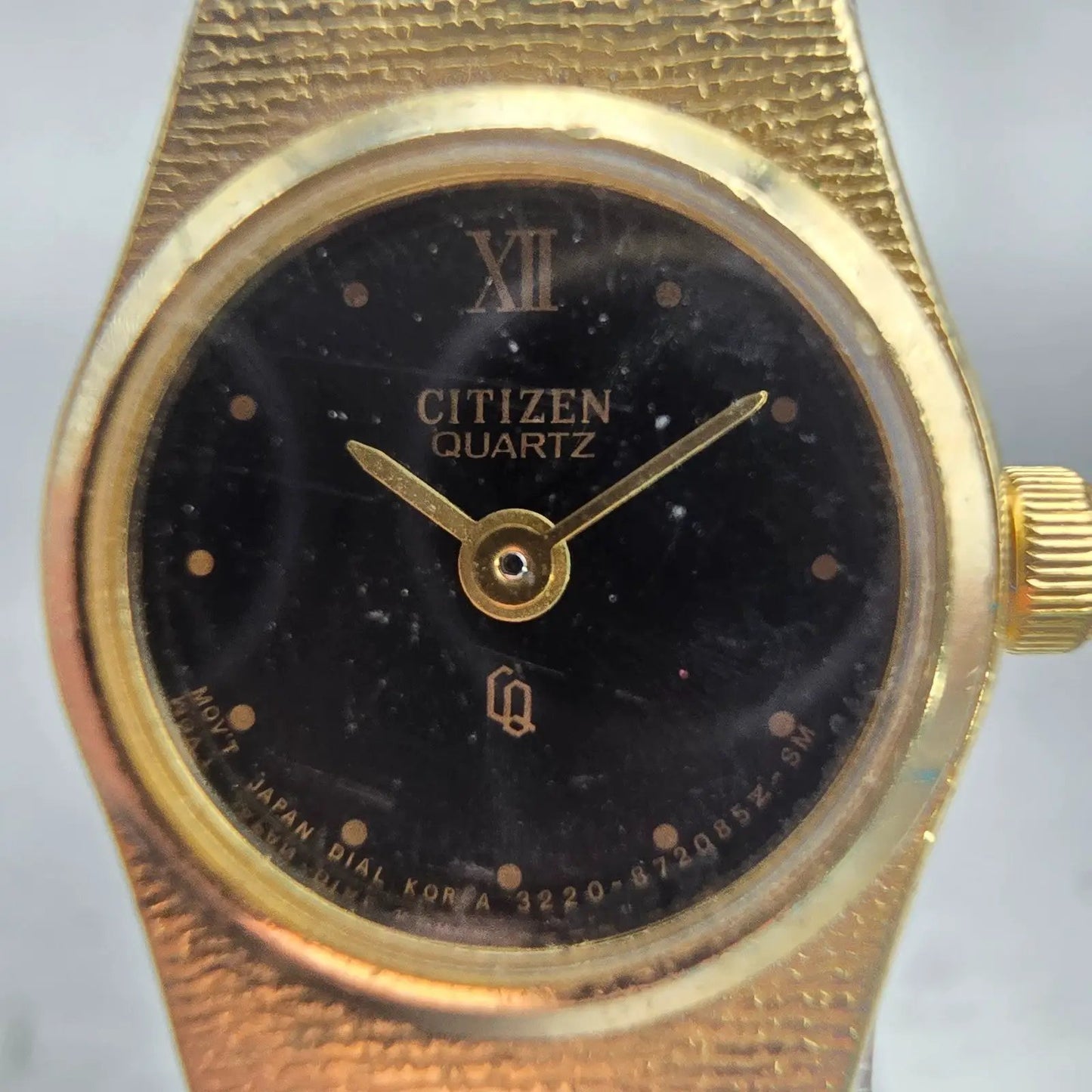 Citizen CQ Watch Women 17mm Black Dial Gold Tone Round 3220-890779 New Battery1