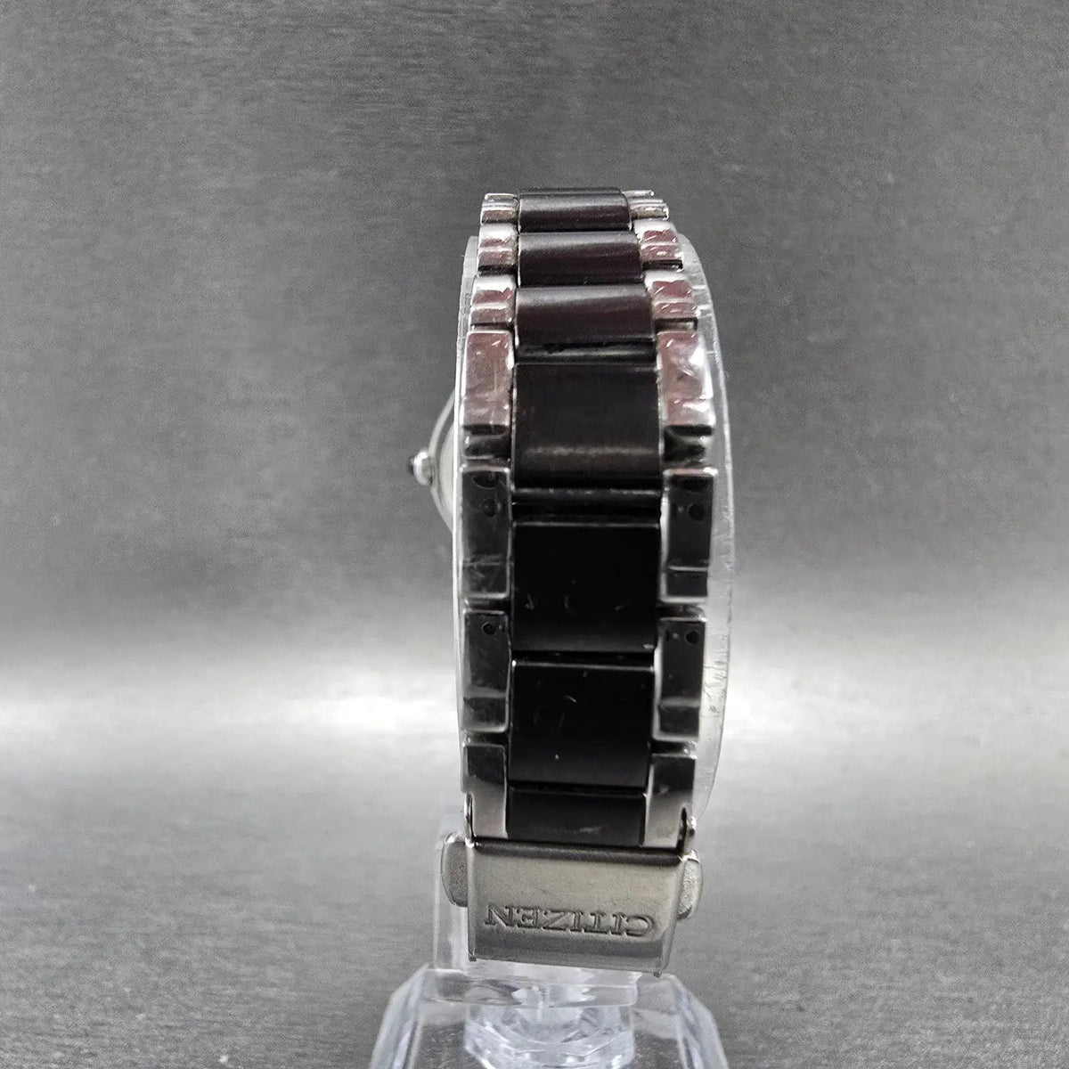 Citizen Eco-Drive Silhouette Crystal Watch Women 26mm Black Dial Steel Date Runs7