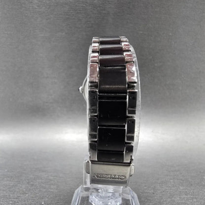 Citizen Eco-Drive Silhouette Crystal Watch Women 26mm Black Dial Steel Date Runs7