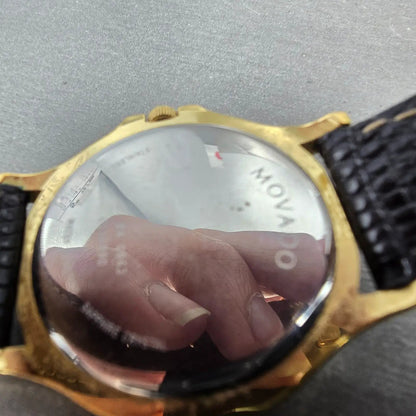 Movado Museum Watch Men 35mm Black Dial Gold Tone Round 87-E4-0863 Round PARTS A10