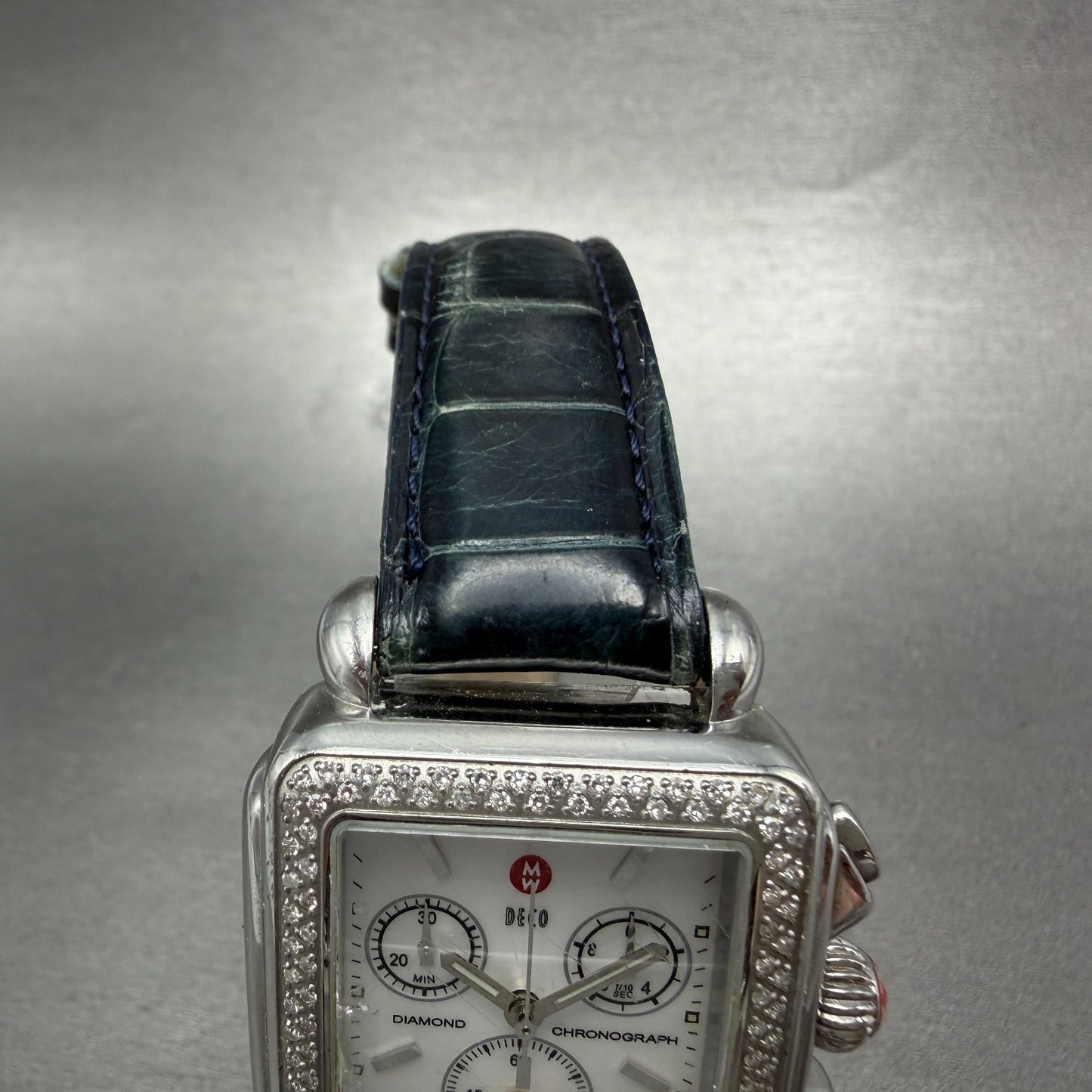 Michele Deco Chronograph Watch Women 33mm MOP Dial Steel Diamond New Battery6