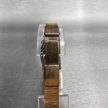 Seiko Watch Women 17mm Gold Dial Gold Tone Rectangle 5420-5319 New Battery7