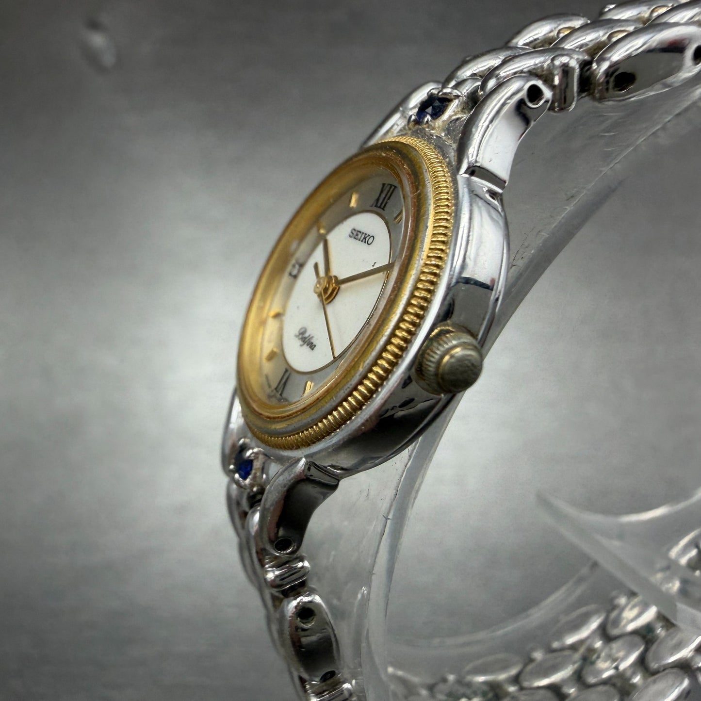 Seiko Belfina Watch Women 21mm White Dial Two Tone Round 1F21-0C70 New BAttery2