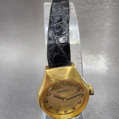 Orient Watch Women 21mm Gold Dial Gold Tone Round Manual Wind Runs Vintage5