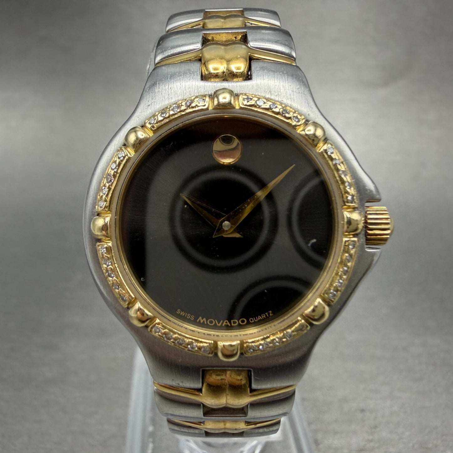 Movado Museum Olympian Watch Women 25mm black Dial Two Tone 85.A1.827.2 New Batt0