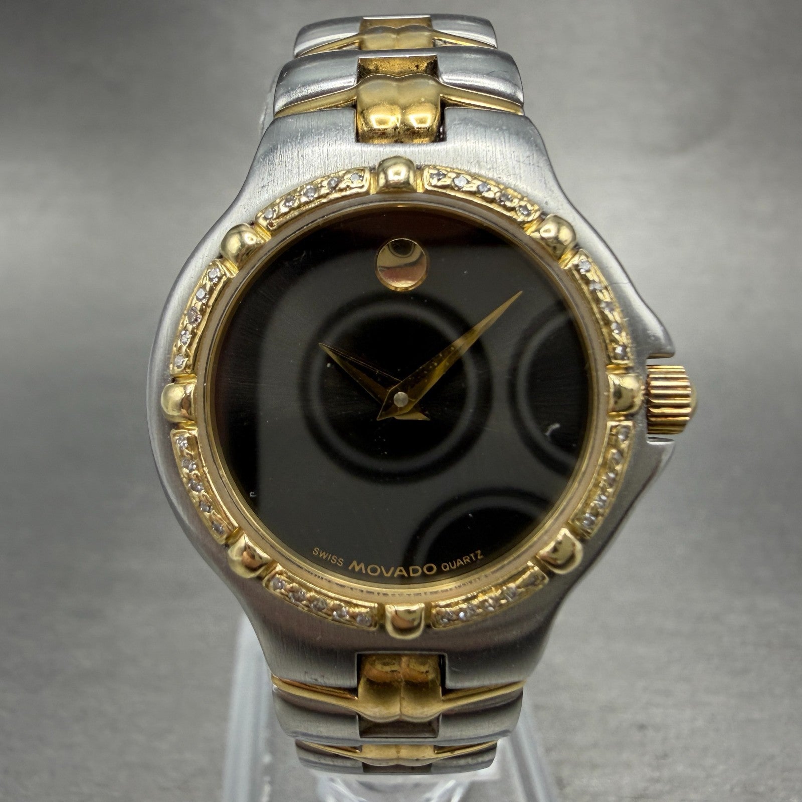 Movado Museum Olympian Watch Women 25mm black Dial Two Tone 85.A1.827.2 New Batt0