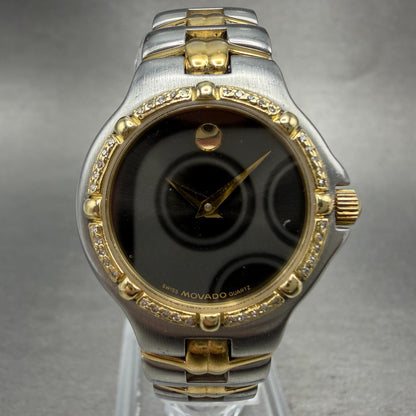 Movado Museum Olympian Watch Women 25mm black Dial Two Tone 85.A1.827.2 New Batt0