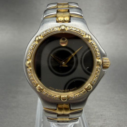 Movado Museum Olympian Watch Women 25mm black Dial Two Tone 85.A1.827.2 New Batt0