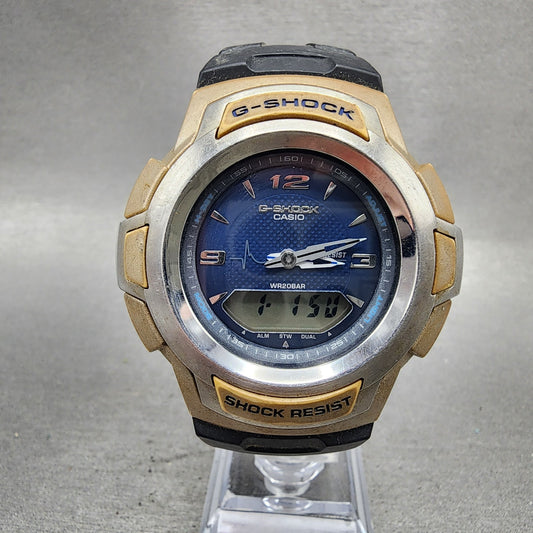 Casio GShock G200 Watch Men 48mm Blue Dial Tan Case Analog Digital New Battery0