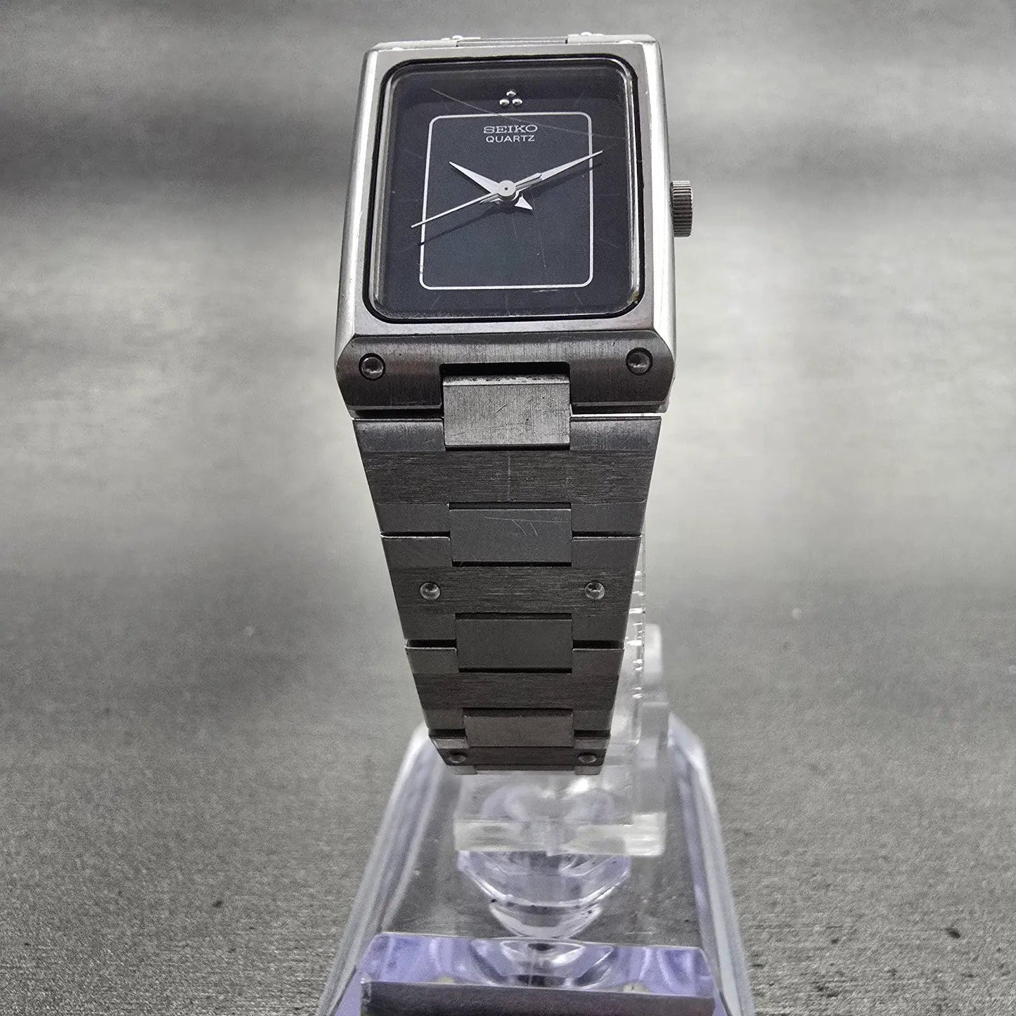 Seiko Tank Watch Women 19mm Gray Dial Silver Tone Rectangle 1221-5050 New Batt5