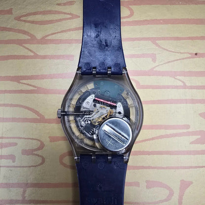 Swatch Access Avaton Watch Men 34mm Blue Dial Blue Case SKZ107 New Battery NOS15