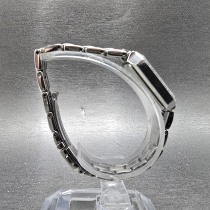 Seiko Solar Watch Women 17mm MOP Dial Steel Rectangle Crystals V116-0AF0 Works9