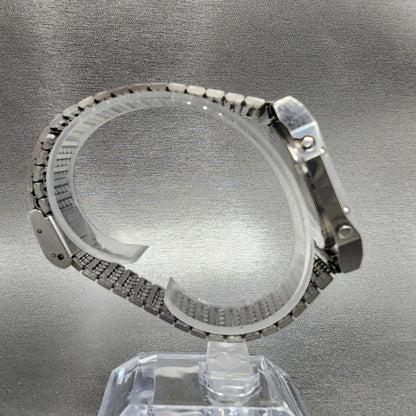 Seiko Digital Watch Men 33mm Silver Tone Alarm Chrono A6395039 READ!!!!8