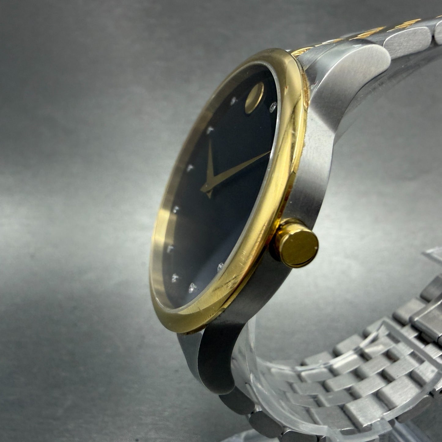 Movado Muesem Watch Men 40mm Black Dial Two Tone Round 0606879 New Battery3