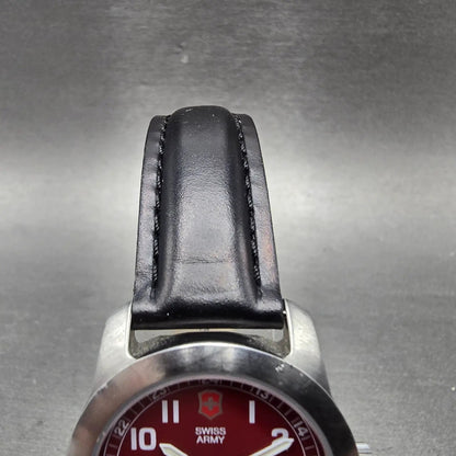 Victorinox Swiss Army Watch Women 30mm Red Dial Silver Tone Date New Battery4