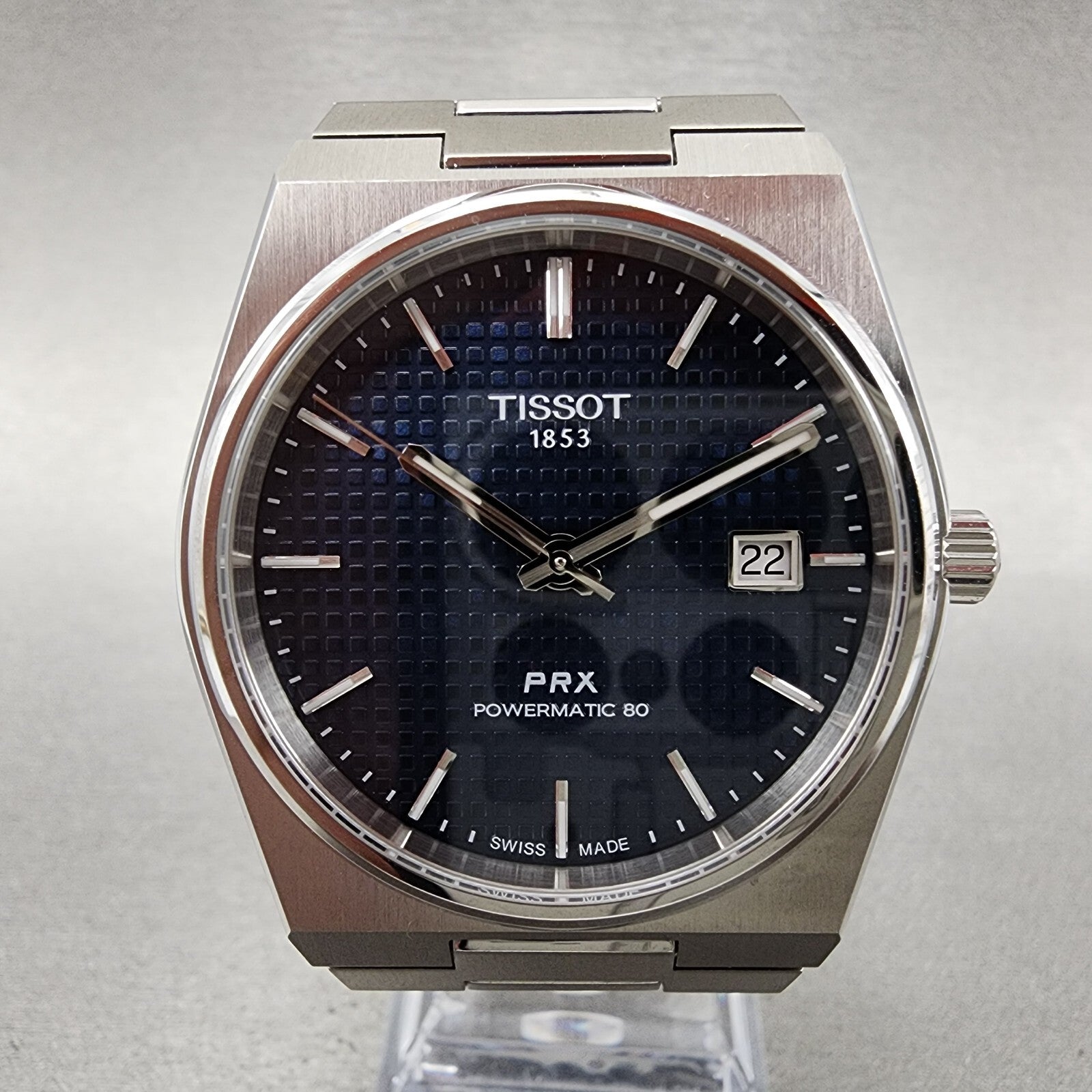 Tissot PRX Powermatic 80 Watch Men 40mm Blue Dial Steel Date T137.407.11.041.002