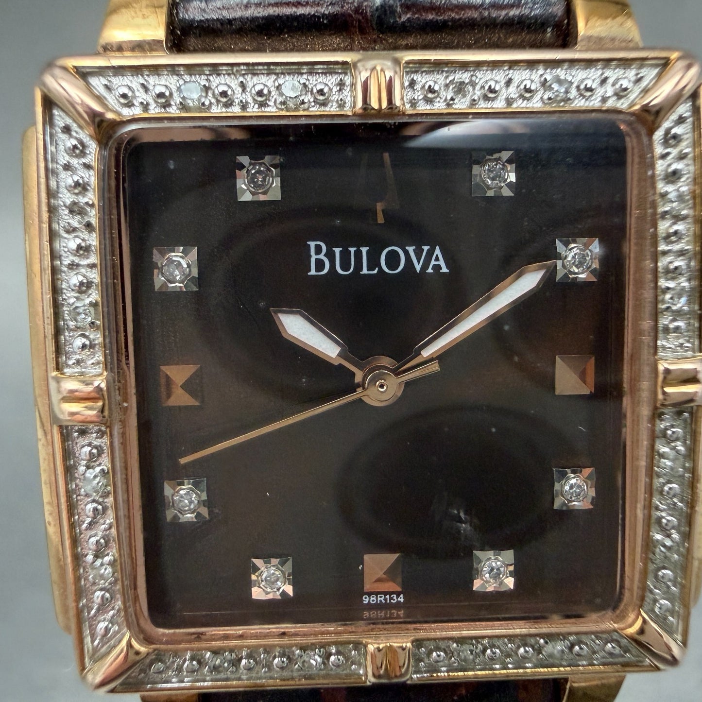 Bulova Watch Women 26mm Brown Dial Rose Gold Tone Rectangle 98R134 New Battery1